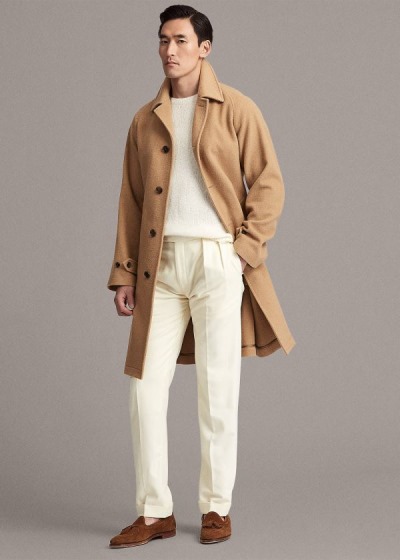 Men's Ralph Lauren Camel-Hair Balmacaan Overcoat | 714960KFV